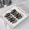 Amofatia Coffin Press on Nails - Handmade Manicure Custom Art Reusable False Nails 10pcs with Solid Nail Glue&Nail Adhesive Tabs (04-Short) view 3