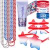 Go Ho 4th of July Outfits for Women,Red White and Blue Face Body Glitter Gel,9 PC Necklaces,3 Pairs Star Sunglasses and 6 PC Rubber Bracelets Wristbands Set for USA Patriotic Outfits Makeup view 1