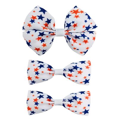 3pcs Baby Girls Hair Bow Clip Star Stripe Hair Clip 4th of July Hairs Accessories Red White Blue Bowknot Hair Clips Hairpin ZFJ52 (Set 1)