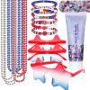 Go Ho 4th of July Outfits for Women,Red White and Blue Face Body Glitter,9PC Necklaces,3PC Star Glasses and 6PC Patriotic Bracelets,4th of July Accessories,Fourth of July Decorations Favors Set view 1