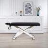 Demixson Professional Electric Massage Table, Height Adjustable, Navy Blue Cushion, White Frame (Black) view 3