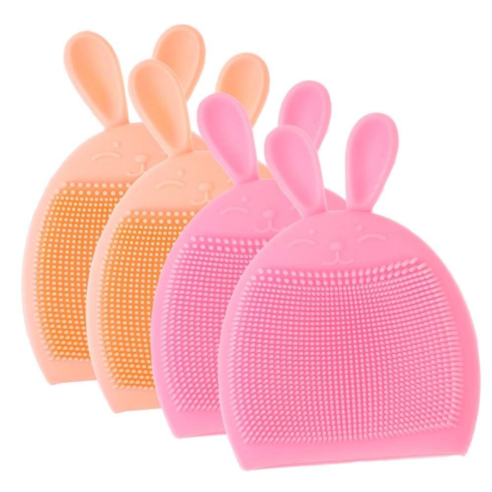 Gatuida 4pcs Silicone Facial Cleansing Brush Deep Cleansing Massage Scrubber for Skin Types Ergonomic and Portable Random Design