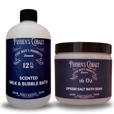 Payden's Cobalt Coffee & Cigars for Men Scented Milk Bath & Epsom Salt Bath Soak Set