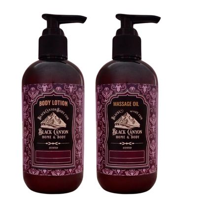 Black Canyon Citrus & Sage Tea Scented Body Lotion and Massage Oil Set, 12 Oz Lotion - 12 Oz Massage Oil