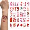 10 Sheets Halloween Zombie Scar Temporary Tattoos10pcs Fake Bloody Wound Stitch Scar Scab Waterproof Sticker Halloween Masquerade Prank Makeup Props makeup accessories for men and women view 1