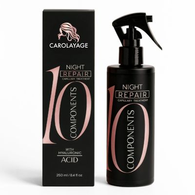 Carolayage Night Repair Treatment for Hair | Hydrating Overnight Hair Mask with Hydrolyzed Keratin and Aloe Vera | Strengthens, Restores Shine, and Reduces Frizz | Leave In, No Rinse Needed, 8.4 fl oz