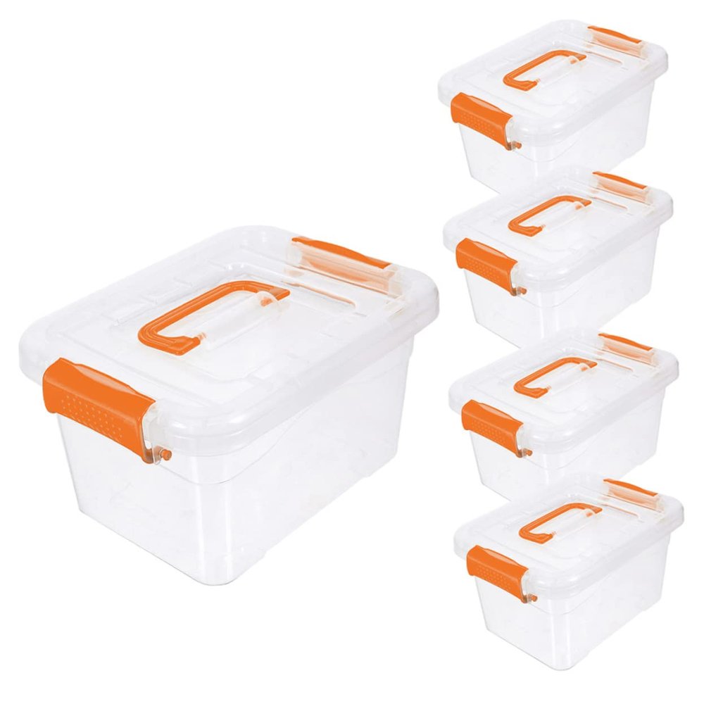 Alipis 5pcs Plastic Storage Boxes Multi-functional Desktop Organizer Box for Toys Office Makeup Portable Storage Container Lid