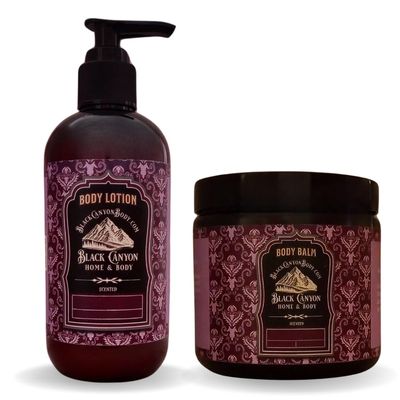 Black Canyon Christmas Pine & Apple Scented Body Lotion and Body Balm Set, 12 Oz Lotion - 16 Oz Body Balm