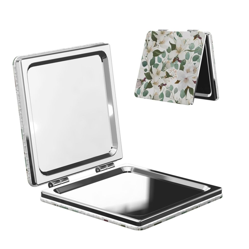 ZALAAUO Mothers Day Portable Travel Double-Sided Mirror Makeup Artist Hand Mirror Essential for Men and Women Magnolia Flower