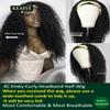 KLAIYI Afro Kinky Curly 3/4 Half Wig Human Hair Glueless Wear and Go Wig with or without Headband Natural Curls Non Lace Front Full Machine Made Ready to Wear Beginner Friendly 12A 180% Density 24Inch view 2