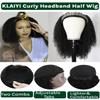 KLAIYI Afro Kinky Curly 3/4 Half Wig Human Hair Glueless Wear and Go Wig with or without Headband Natural Curls Non Lace Front Full Machine Made Ready to Wear Beginner Friendly 12A 180% Density 24Inch view 3