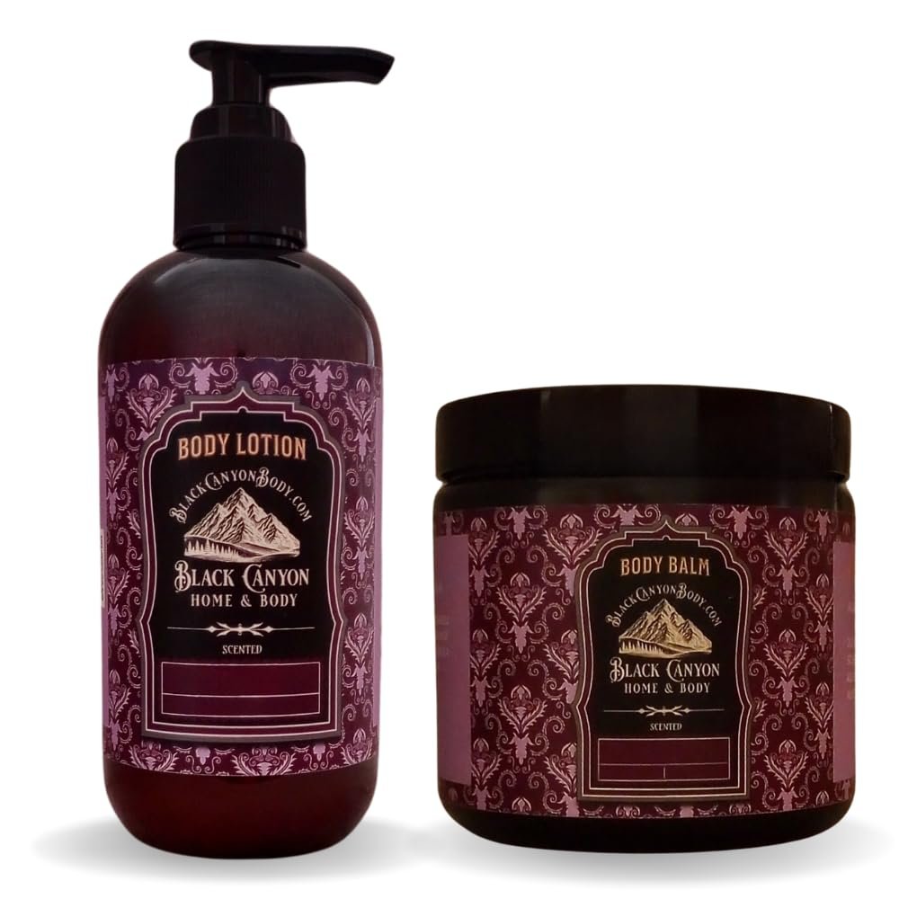 Black Canyon Citrus Basil Scented Body Lotion and Body Balm Set, 12 Oz Lotion - 16 Oz Body Balm