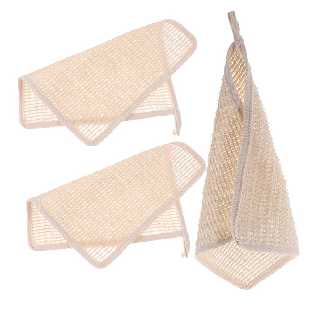 BELLIFFY 3pcs Cotton Linen Bath Wipes Washcloths Face Cleansing Towels Soft Face Towels for Women