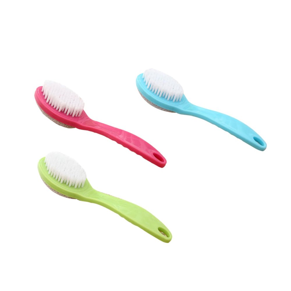 Baluue 3pcs Ergonomic Handle Pumice Stone Brush Feet Scrubber Dead Skin Remover Pedicure Tool for Foot File