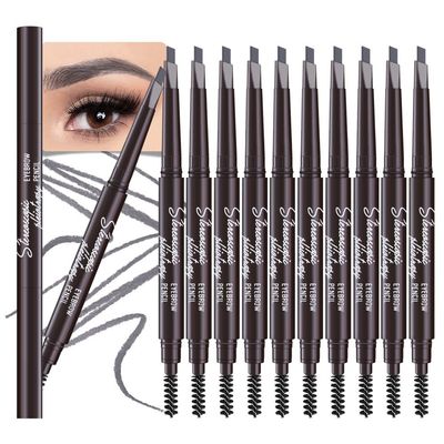 12 Pcs Ultimate Eyebrow Retractable Definer Pencils,Dual-Sided Natural Soft Textured Eyebrow Pencil, for Daily Look Eyebrow Makeup,Brow Brush,Fine Tip (12Pcs-Grey-Retractable Triangle)
