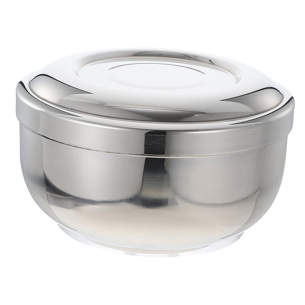 Ipetboom 1pc Stainless Steel Shaving Bowl Lid Lidded Soap Foaming Container for Home Salon Use Comfortable Grip Compact Design Easy to Clean Shaving Enthusiasts