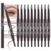 12 Pcs Ultimate Eyebrow Retractable Definer Pencils,Dual-Sided Natural Soft Textured Eyebrow Pencil, for Daily Look Eyebrow Makeup,Brow Brush,Fine Tip (12Pcs-Light Brown-Retractable Triangle) view 1