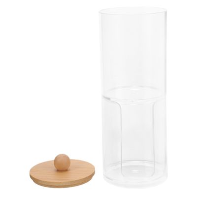 Alipis Bamboo Lid Cosmetic Cotton Storage Box Organizing Containers for Cotton Swabs Portable Vanity Organizer