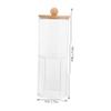 Alipis Bamboo Lid Cosmetic Cotton Storage Box Organizing Containers for Cotton Swabs Portable Vanity Organizer view 2