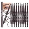 12 Pcs Ultimate Eyebrow Retractable Definer Pencils,Dual-Sided Natural Soft Textured Eyebrow Pencil, for Daily Look Eyebrow Makeup,Brow Brush,Fine Tip (12Pcs-Dark Brown-Retractable Triangle) view 1