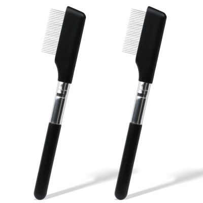 2 Pcs Eyelash Separator Brush - Compact Eyelash & Eyebrow Grooming Tool with Metal Teeth, Small Eyelash Comb