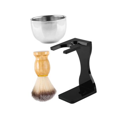 BELLIFFY 1set Beard Brush Kit Shaving Bowl and Stand Comfortable Shaving Brush for All Beard Types and Materials for Men Grooming Needs