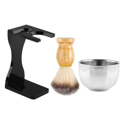 ASAKKURA 1set Shaving Bowl for Men Complete Shaving Brush Kit Stand Bowl for Comfortable Beard Brush Husband Dad Boyfriend