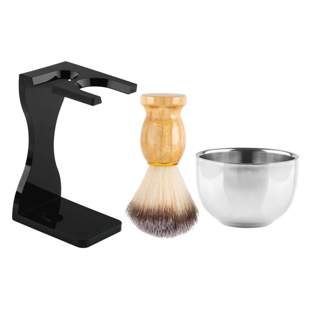 ASAKKURA 1set Shaving Bowl for Men Complete Shaving Brush Kit Stand Bowl for Comfortable Beard Brush Husband Dad Boyfriend