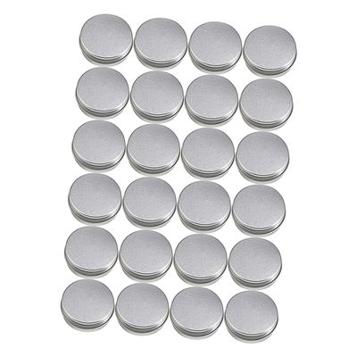 Healvian 24pcs Round Aluminum Cream Containers for Travel Lightweight Storage Jars for Hair Wax Makeup and Ointments for Camping and Trips