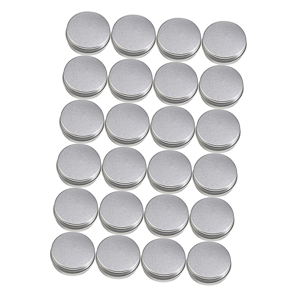 Healvian 24pcs Round Aluminum Cream Containers for Travel Lightweight Storage Jars for Hair Wax Makeup and Ointments for Camping and Trips