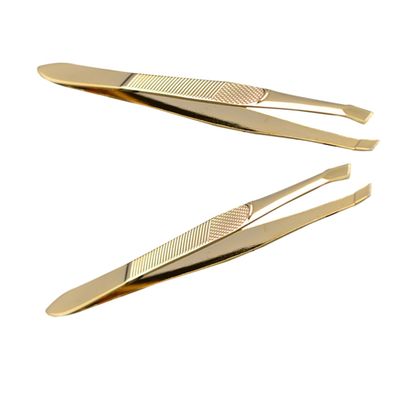 Baluue 2pcs Plated Stainless Tweezers for Eyebrow Trimming Eyelash Extensions Compact Beauty Tools for Women Multi-use Grooming Nippers