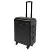 BuufuS Rolling Makeup Train Case, 2 Gear Pull Rod Makeup Cosmetic Suitcase with 3 Digits Lock Artist Travel Case with 3 Side Drawers for Beauty Nail Art Hair Styling Crafter(Metal Panel) view 1