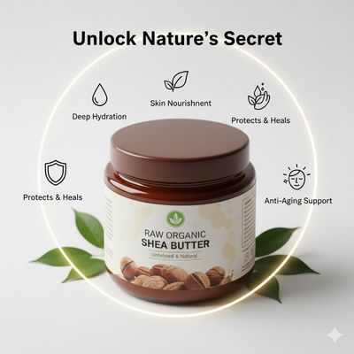 100% Raw Organic Shea Butter - Unrefined & Natural Moisturizer for Skin & Hair - Eco-Friendly Packaging - Perfect for DIY Skincare & Beauty