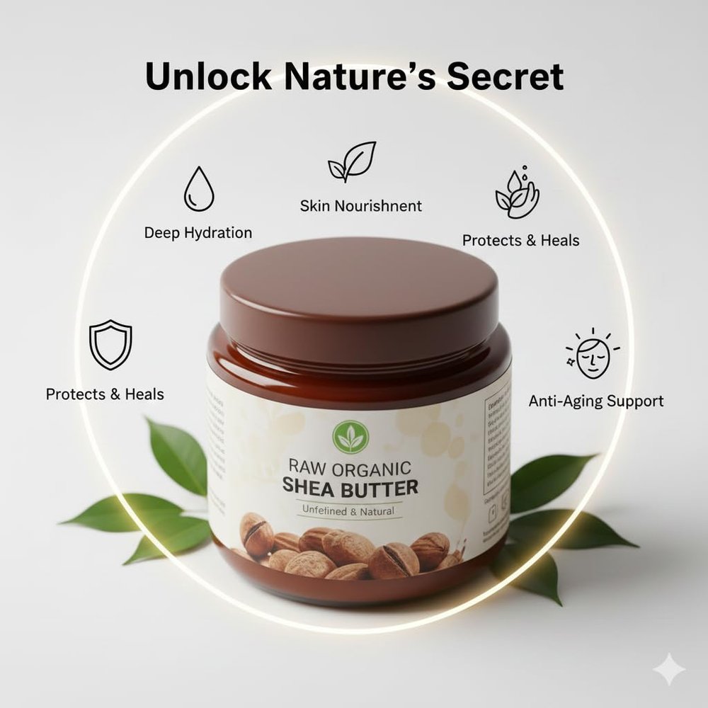100% Raw Organic Shea Butter - Unrefined & Natural Moisturizer for Skin & Hair - Eco-Friendly Packaging - Perfect for DIY Skincare & Beauty