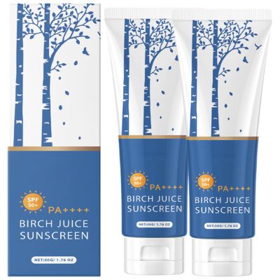 Birch Juice Moisturizing Sunscreen, 2025 Upgrade SPF50+ Birch Juice Hydrating Essence Face Sunscreen, Water Resistant (2pcs)