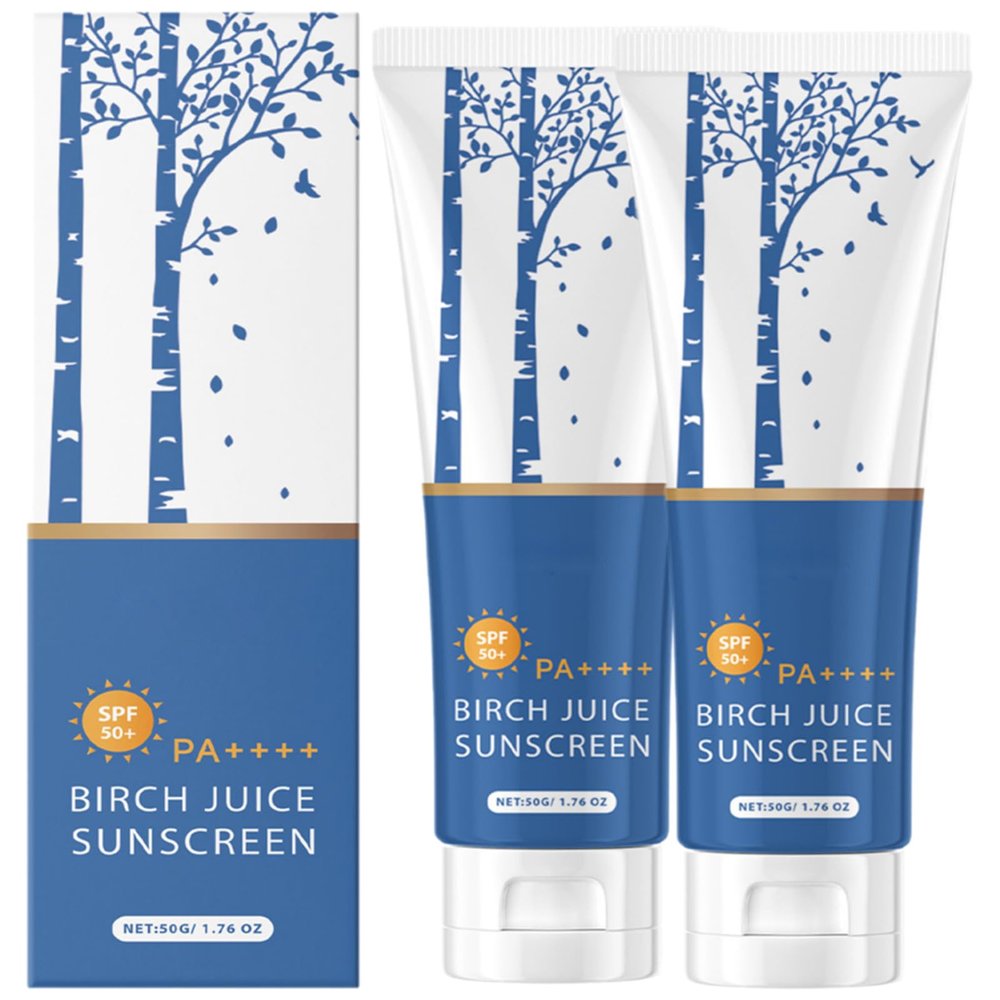 Birch Juice Moisturizing Sunscreen, 2025 Upgrade SPF50+ Birch Juice Hydrating Essence Face Sunscreen, Water Resistant (2pcs)