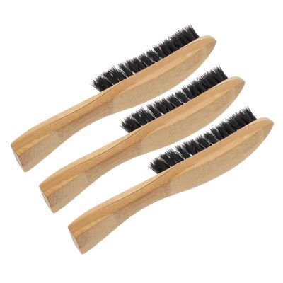 CALLARON 3pcs Natural Boar Bristles Beard Brush for Men Mustache Cleaning Tool Shaving Care Supplies Wooden Handle Massage Random Style