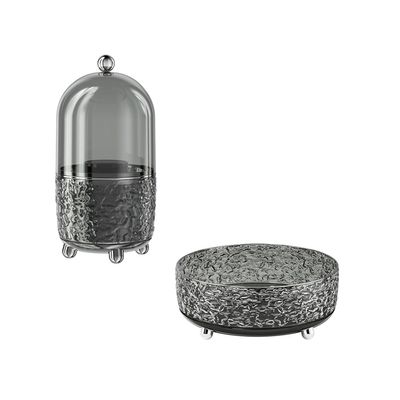 JUPITER WARRIOR Makeup Brush Holder with Lid and 360 Rotating Makeup Organizer for Dresser Bathroom Countertop and Kitchen, Ideal Gift for Girlfriend Wife Friends (Gray)