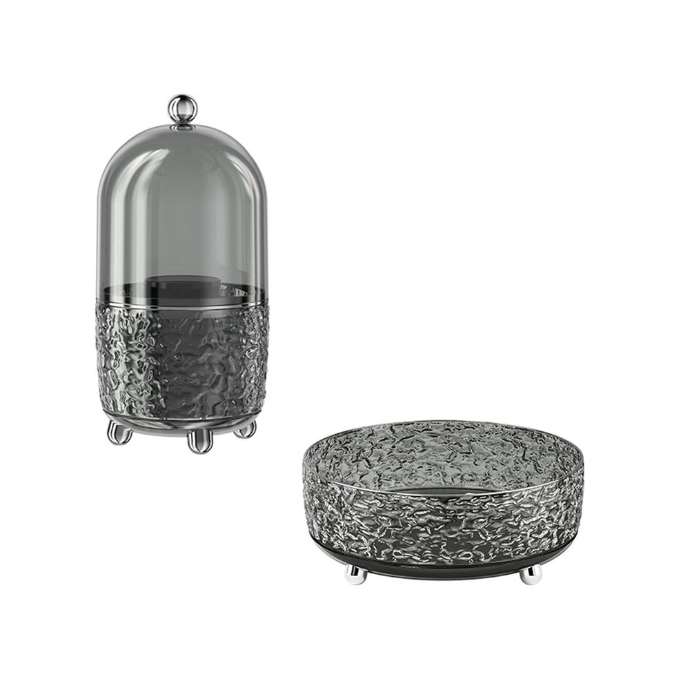 JUPITER WARRIOR Makeup Brush Holder with Lid and 360 Rotating Makeup Organizer for Dresser Bathroom Countertop and Kitchen, Ideal Gift for Girlfriend Wife Friends (Gray)