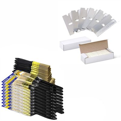 30 PCS Paint Brushes + Single Edge Razor Blades