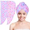 Basumee Microfiber Hair Towel Wrap for Kids 2 Pack Rapid Drying Hair Towel with Button Hair Turbans for Wet Hair Wraps Head Towel Wrap for Women and Girls view 1