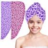 Basumee Microfiber Hair Towel Wrap for Kids 2 Pack Rapid Drying Hair Towel with Button Hair Turbans for Wet Hair Wraps Head Towel Wrap for Women and Girls view 1