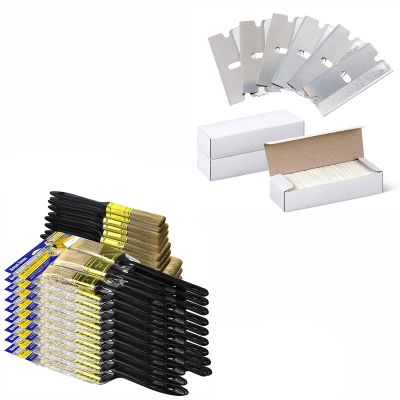 30 PCS Paint Brushes + Single Edge Razor Blades
