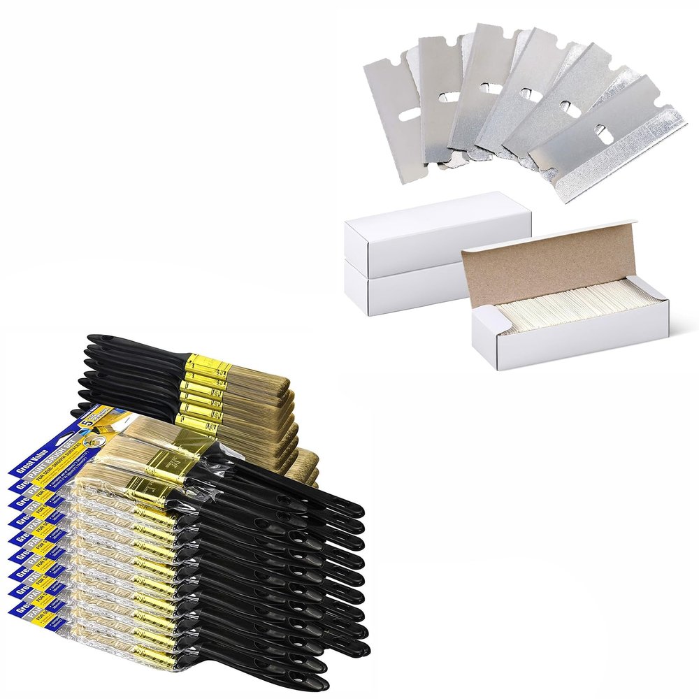 30 PCS Paint Brushes + Single Edge Razor Blades