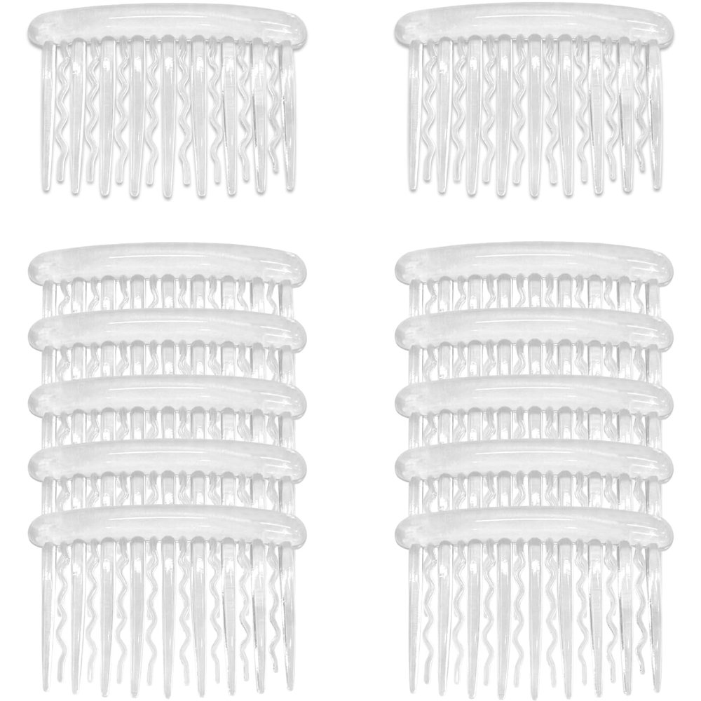 12 Pcs Transparent Plastic Hair Side Combs - Stylish Lightweight Teeth Comb Accessories