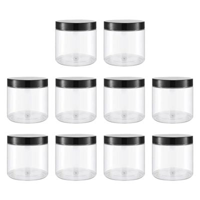 ECYC Ltd 10 Pcs Empty Clear Round Jars with Screw Lids, 2.71 OZ Small Plastic Sample Jars Refillable Cosmetic Jars Cream Container with Black Lids for Makeup, Lotion, Glitter, Liquid, Travel Storage