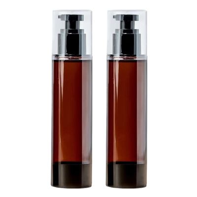 2Pcs 120ml 4oz Amber Plastic Airless Pump Bottles Empty Refillable Vacuum Lotion Pump Press Dispensers Cosmetic Containers for Serum Foundation Toiletries