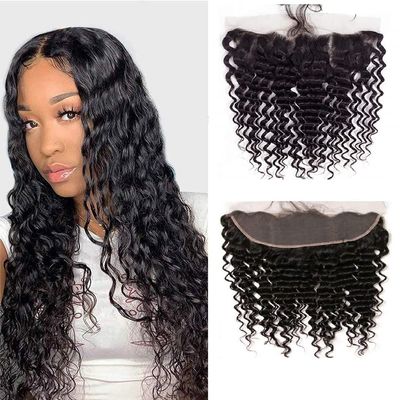 MOOTAFUL HD Lace Frontal 13x6 Transparent Ear to Ear Deep Wave Frontal Human Hair 100% Unprocessed Virgin Lace Closure Human Hair Pre Plucked with Baby Hair 150% Density 12 Inch