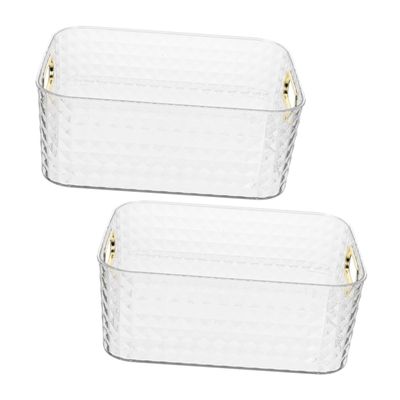 ABOOFAN 2pcs Diamond Pattern Makeup Organizer Box Acrylic Countertop Storage Case for Bathroom and Vanity Multiuse Sundries Holder for Home and Dorm