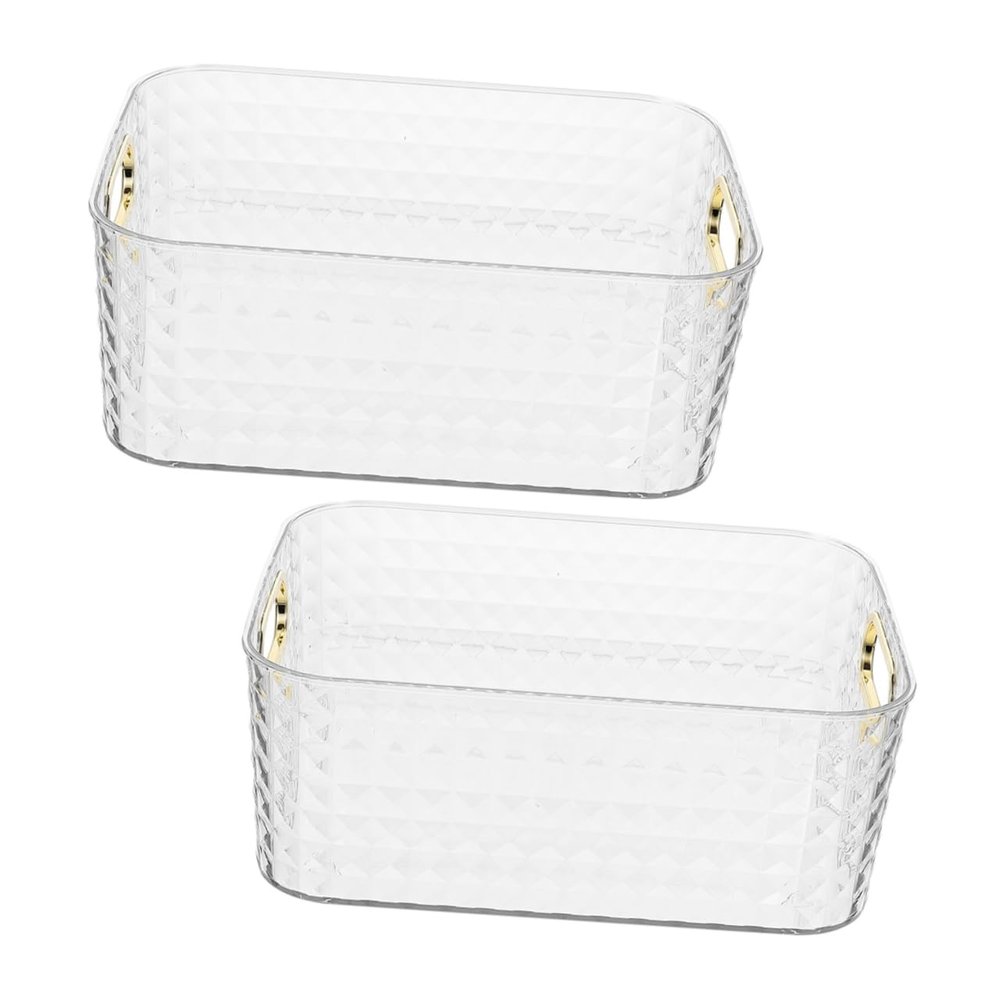 ABOOFAN 2pcs Diamond Pattern Makeup Organizer Box Acrylic Countertop Storage Case for Bathroom and Vanity Multiuse Sundries Holder for Home and Dorm